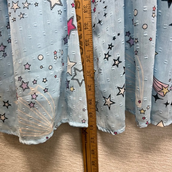 Torrid 3 Clipdot Blouson Sleeve Mock Nexk Skater Dress Cosmic Stars Summer 3X - Picture 10 of 16